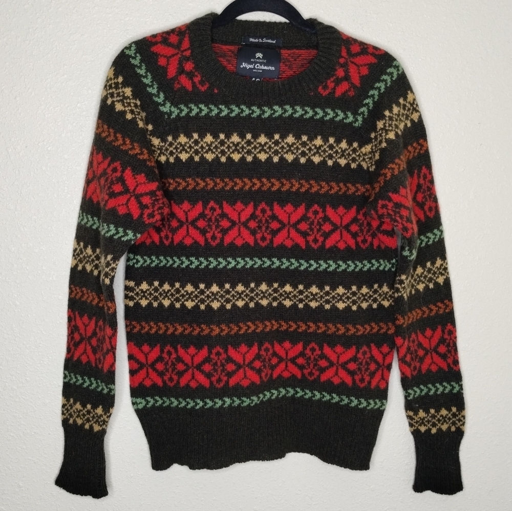 Nigel Cabourn Fair Isle Sweater Mens Size 48 US Medium